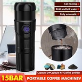 Koffiezetapparaten 15Bar Draagbare Auto Koffiezetapparaat USB Capsule Espresso Maker Volledig Semi-automatische 60ml 12V voor Thuis reizen Black