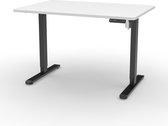Wobblez® Zit-Sta bureau elektrisch verstelbaar in hoogte 71-114cm - Wit tafelblad 120x80cm - Zwart frame