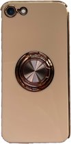 iPhone 7/8/SE 2020 hoesje met ring - Kickstand - iPhone - Goud detail - Handig - Hoesje met ring - 5 verschillende kleuren - zalm roze - Grijs/blauw - Donker groen - Zwart - Paars