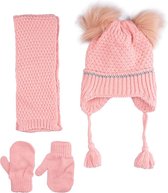 Kitti 3-Delig Winter Set | Muts (Beanie) met Fleecevoering - Sjaal - Handschoenen | 1-4 Jaar Meisjes | Lijn-05 (K2160-04)