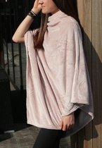 Microfibre Poncho Grand Luxe - Super zacht - Extra warm - 1 maat - Vieux Rose - 80x80 - 100% microfibre polyester