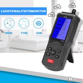 Flanner® - 8 in 1 Professionele Luchtmeter - TVOC HCHO Meter - CO2 Melder - Koolstofdioxide Monitor - Luchtkwaliteit | Draagbaar - Tester - Gas / Temperatuur / Vochtigheid Detector