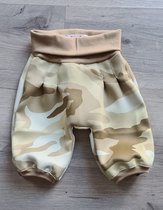 Baby broek - harembroek - zouaven broek - beige camouflage - maat 68