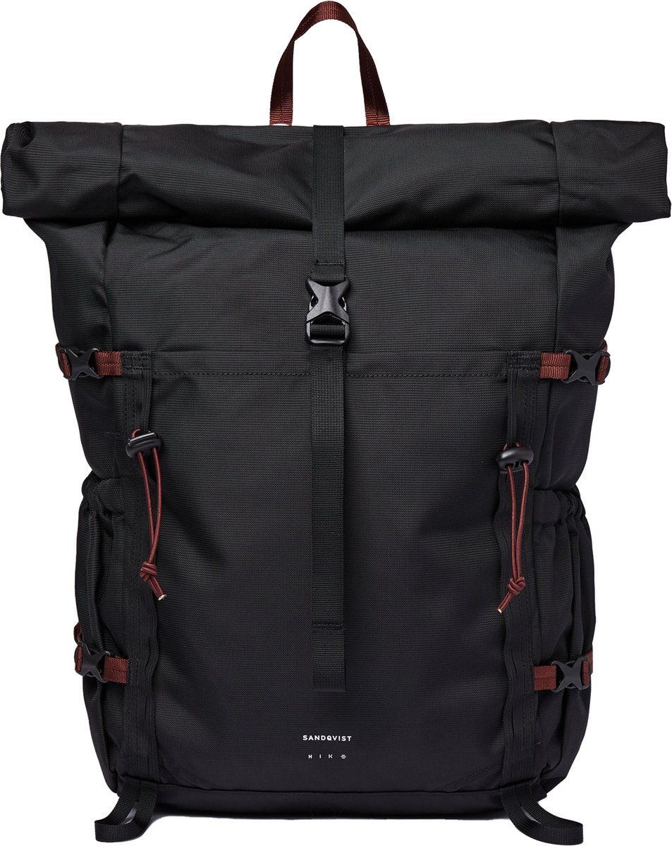 Sandqvist Forest Hike Black Rugzak 15Inch 20-29L 100% Recycled Nylon