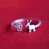 Gading® dames meisje Ring met sneeuwster & rendier -kerst mode - one size ring