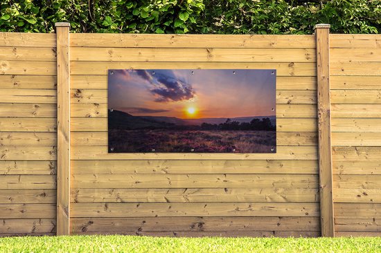 Décoration murale murale d'extérieur Coucher de soleil sur la lande - 160x80 cm