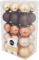 Goud/Creme Kerstballen - 30 Stuks - Kunststof - Ø 6 cm