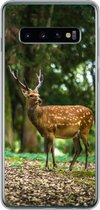 Geschikt voor Samsung Galaxy S10 hoesje - Hert - Bos - Dier - Siliconen Telefoonhoesje