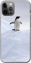 Geschikt voor iPhone 12 Pro hoesje - Pinguïn - IJs - Winter - Siliconen Telefoonhoesje