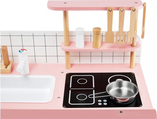 HOMCOM keuken speelkeuken voor kinderen met veel functies spoelbak