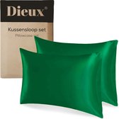 Dieux® - Luxe Satijnen Kussensloop - Groen - Kussenslopen 60 x 70 cm - set van 2 - Kussensloop Satijn - Anti allergeen - Huidverzorging - Haarverzorging - Beauty Pillow - Kussenhoe