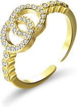 Ring dames | dames ring | ring met stenen | zilveren dames ring | 925 zilver | golfplated | ring met Zirkonia steentjes | cadeau voor vrouw | cadeau vrouwen | verstelbare maat 16-1