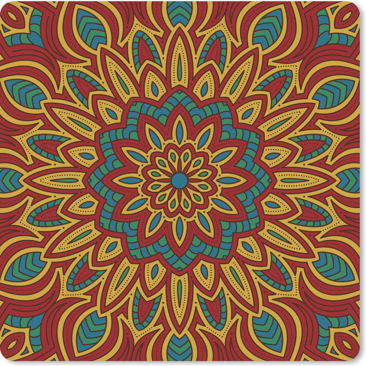 Muismat 30x30 cm - Mousepad Mandala natuurlijke elementen - Muismatten
