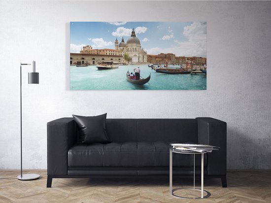 Artaza Glasschilderij - Basiliek San Marco in Venetië op het Water - 140x70 - Groot - Plexiglas Schilderij - Foto op Glas