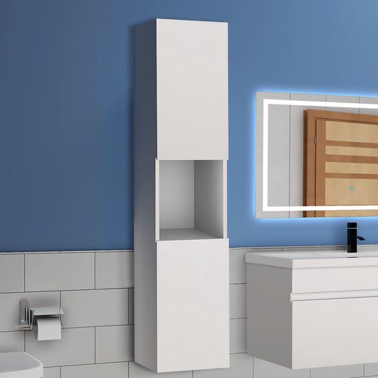 Meuble haut 130 cm meuble mural meuble salle de bain meuble salle de bain  blanc mat | bol