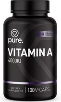 PURE Vitamine A - 100 V-Caps - 4000IU - retinol -  vitamines - vegan capsules