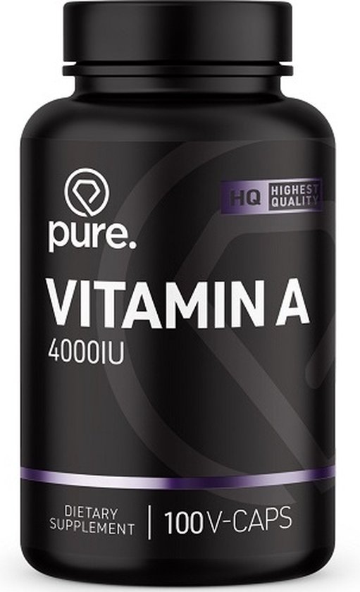 Doe mee Overtreffen badge PURE Vitamine A - 100 V-Caps - 4000IU - retinol - vitamines - vegan capsules  | bol.com