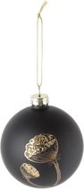 Oneiro's luxe kerstbal MYSYO Zwart – ø80 mm - PER 1 STUK antraciet - grijs - zwart - kerstbal - luxe verpakking – kerstcollectie – kerstdecoratie – kerstboomhanger – kerstversiering - goud