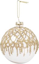 Oneiro's luxe kerstbal PAYLO Transparant/Goud – ø80 mm - PER 1 STUK antraciet - grijs - zwart - kerstbal - luxe verpakking – kerstcollectie – kerstdecoratie – kerstboomhanger – kerstversierin