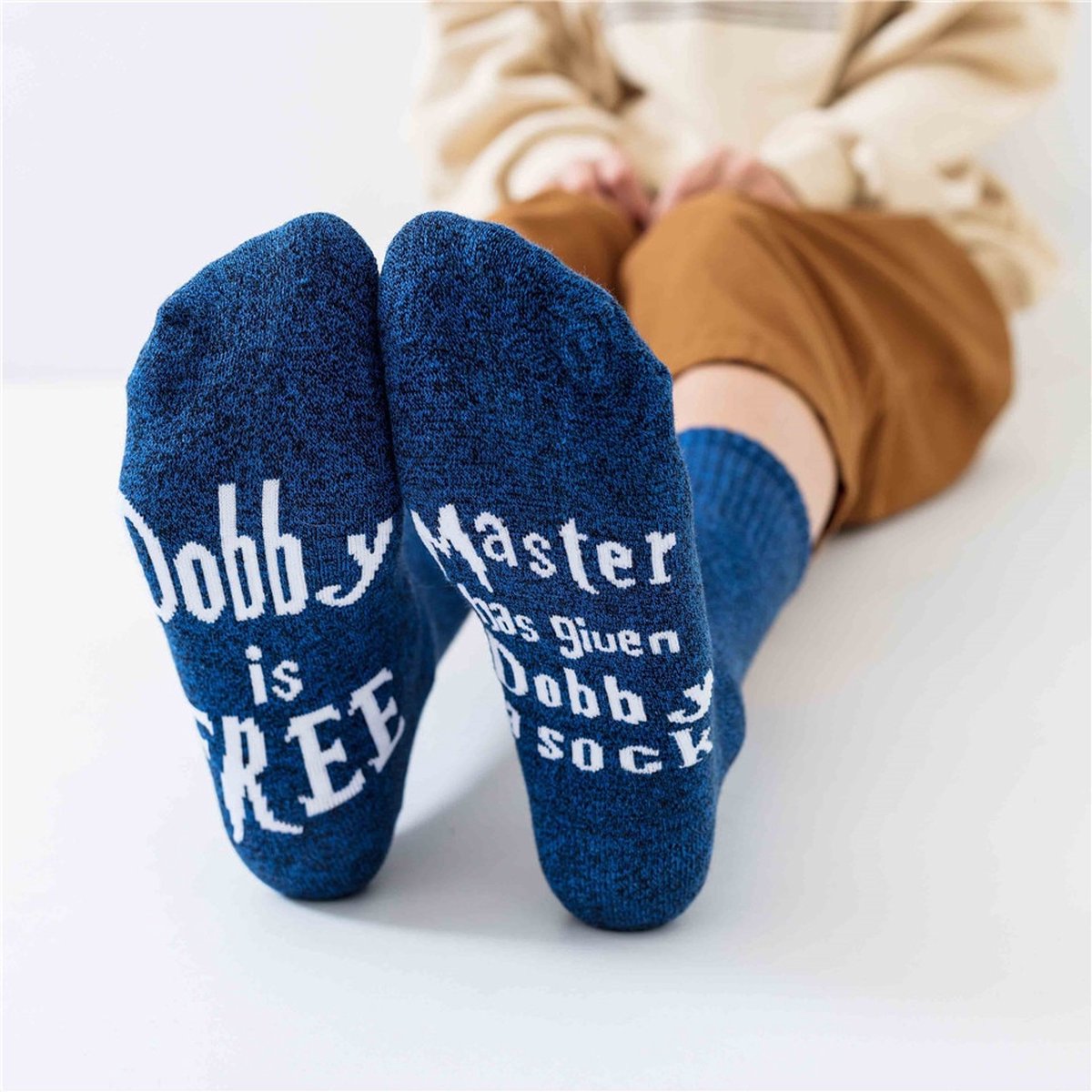 Dobby is Free Sokken - maat 36/41 - Dobby socks , blue white - Blauw/Witte tekst