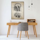 Vintage Anatomie Poster van de Hersenen - Gedrukt op Canvas - A2 Formaat