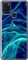 Geschikt voor Samsung Galaxy A21s hoesje - Abstract - Waves - Design - Siliconen Telefoonhoesje