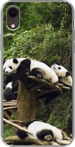 Geschikt voor iPhone XR hoesje - Panda's - Hout - Trap - Siliconen Telefoonhoesje