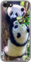 Geschikt voor iPhone 7 hoesje - Panda's - Boom - Natuur - Siliconen Telefoonhoesje