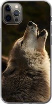 Geschikt voor iPhone 12 Pro Max hoesje - Wolf - Grijs - Dieren - Siliconen Telefoonhoesje