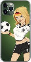 Geschikt voor iPhone 11 Pro hoesje - Een illustratie van een meisje met Duitse kleding en een voetbal - Meiden - Meisjes - Kinderen - Siliconen Telefoonhoesje