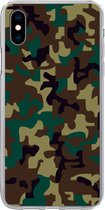 Telefoonhoesje Geschikt voor iPhone Xs Max hoesje - Camouflage patroon met donkere kleuren - Siliconen Telefoonhoesje