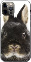 Geschikt voor iPhone 12 Pro hoesje - Konijn - Huisdieren - Vacht - Siliconen Telefoonhoesje