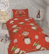 Kerst dekbedovertrek Naughty elves _ speciale junior maat 120x150 cm - voor juniorbed