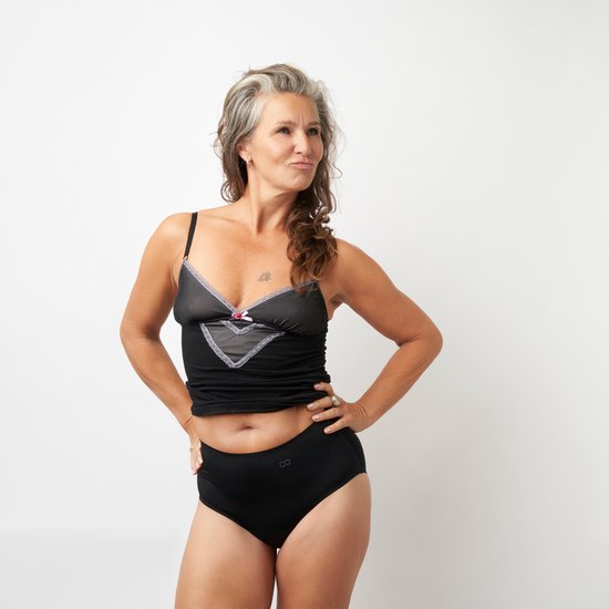 Sous-vêtements menstruels et d'incontinence Moodies Undies - Hiphugger taille haute sans couture - Gousset modéré - Zwart - Taille XL