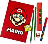 Super Mario schijfwarenset - Schrijfset - Tekenset - Mario pennenset - Mario etui - Mario schrijfwaren - 8-delige set