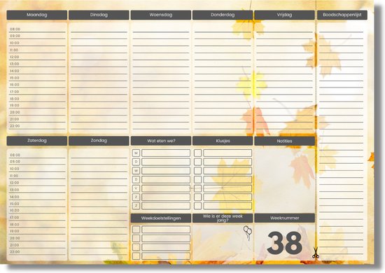 Weekplanner | 4 Seizoenen | Familieplanner | Papier | Handige weekplanner of familieplanner op papier - Drukkerij Leo Struijs