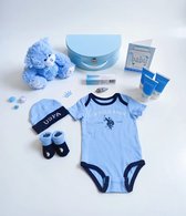 Kraamcadeau - baby koffertje - Kerstcadeau - Bepanthen zalf - pas geboren - babyshower jonge - baby geschenk - geboorte cadeau - Polo Ralph Lauren baby set - knuffelbeer - Rompertj