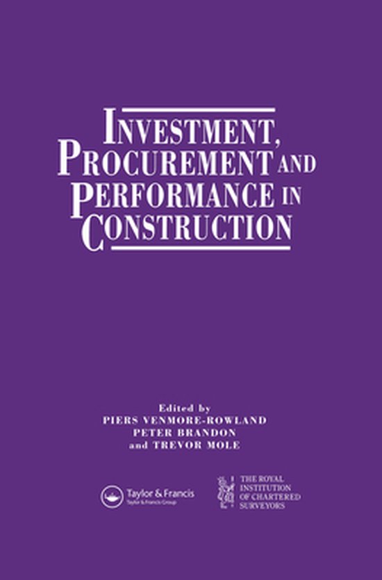 Boek cover Investment, Procurement and Performance in Construction van P.S. Brandon (Onbekend)