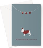 Hound & Herringbone - Witte Franse Bulldog Kerstkaart - White French Bulldog Festive Greeting Card