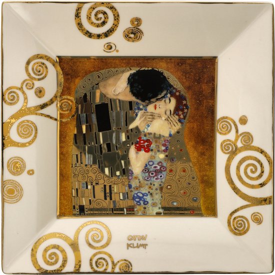 Foto: Goebel gustav klimt decoratieve schaal de kus porselein 12cm met echt goud