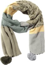 Warme Sjaal - Panter en Pompon - 185x60 cm - Groen Multi