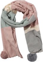 Warme Sjaal - Panter en Pompon - 185x60 cm - Roze Multi