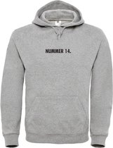 Hoodie Grijs M - nummer 14 - zwart - soBAD. | Hoodie unisex | Hoodie man | Hoodie vrouw | Kleding | Voetbalheld | Legende | Voetbal