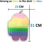 Fidget Toys- Popit XL - pop it XL- Among us - Amongus - Glow in the dark - Rainbow - 30cm