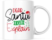 Kerst Mok met tekst: Dear Santa. I can explain | Kerst Decoratie | Kerst Versiering | Grappige Cadeaus | Koffiemok | Koffiebeker | Theemok | Theebeker