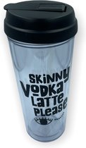 Sport Beker - Beker Voor Onderweg - Plastic herbruikbare beker - Hard Plastic - Drinkbeker - Met Rietje - Skinny Vodka Latte Please