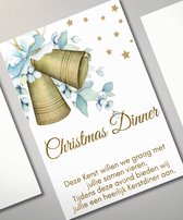 *** 10 Dubbelgevouwen Kerstdiner Uitnodigingen Kerst Eten incl. enveloppen met bedrukte binnenzijde - uitnodiging - kerstklokjes - sneeuwpop - kind - dubbele - uitnodigingen - geze