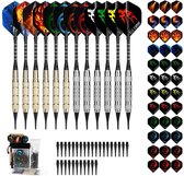 AWROUTDOOR - Dartpijlen met plastic tip voor Elektronisch Dartbord - 12 stuks - Soft Darts Set - Professionele Darts