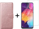 Samsung A70 Hoesje - Samsung Galaxy A70 hoesje bookcase rose goud wallet case portemonnee hoes cover hoesjes - 1x Samsung A70 screenprotector