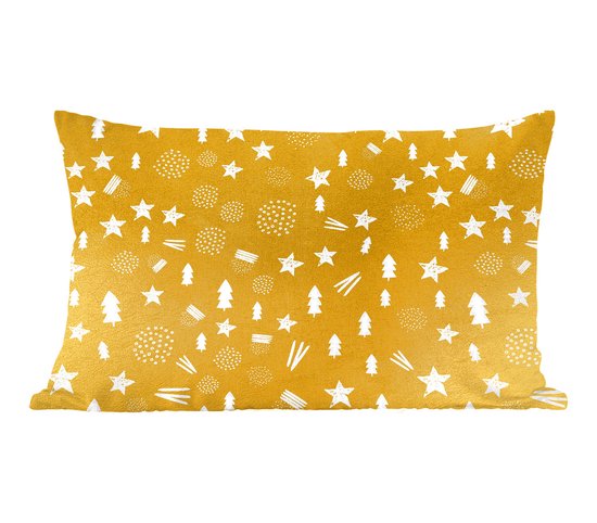 Sierkussens - Kussentjes Woonkamer - 60x40 cm - Kerst - Goud - Patroon - Kerstversiering - Kerstdecoratie voor binnen - Woonkamer